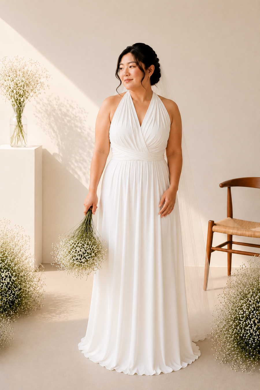 BB PLUS MULTI-WAY MAXI DRESS IN WHITE