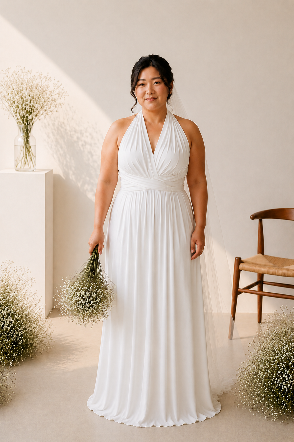 BB PLUS MULTI-WAY MAXI DRESS IN WHITE