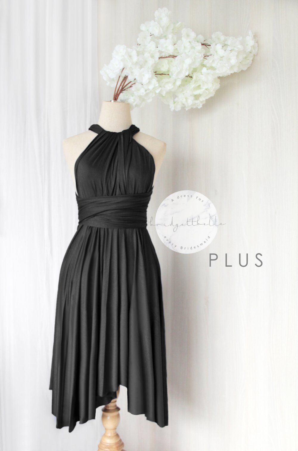 short black infinity dress Little Black Infinity Wrap Dress: Custom Convertible Short mini Circle Skirt Bridesmaid, Prom, Maternity Dress. 25+ Colors