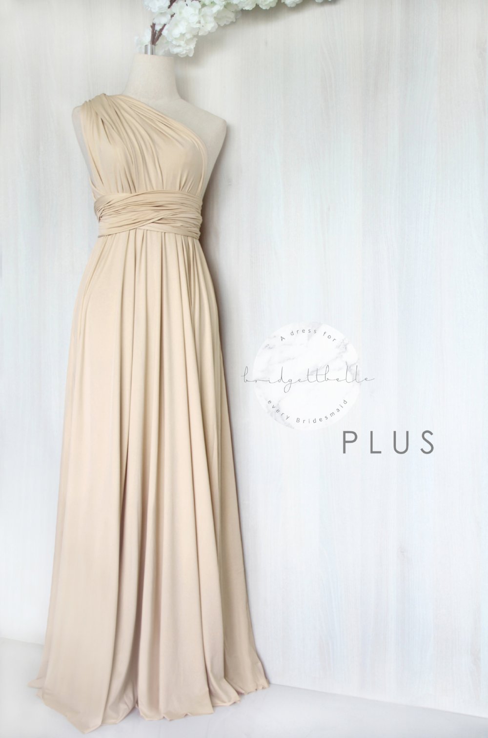 champagne gold infinity dress Bridesmaid Infinity Dress, Champagne Beige Silk Dress, Silk Dress, Multi Wrap Dress, Convertible Dress, Multiway Dress, Long Dress