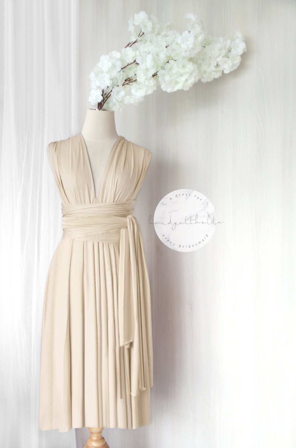 infinity dress beige Infinity dress, champagne beige silk dress, bridesmaid dress, silk dress, multi wrap dress, Convertible dress, multiway dress, long dress