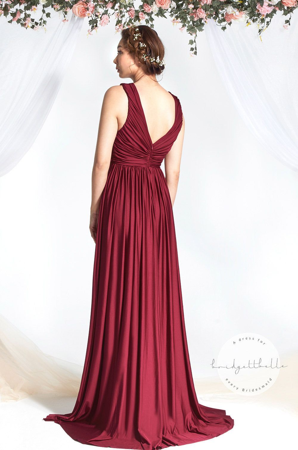 Bridesmaid Dress Singapore | V-Neck Maxi with Draped Front Bridesmaid Dress Singapore | V-Neck Maxi with Draped Front